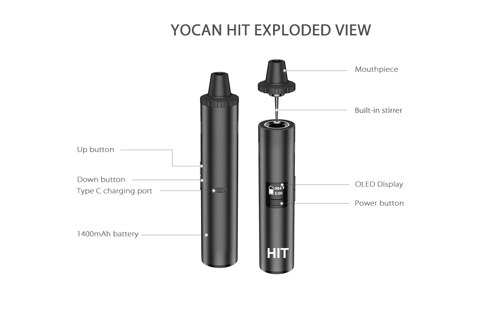 Yocan Kit Vapor Herbal kering, - Vaping Area ulasan dan harga